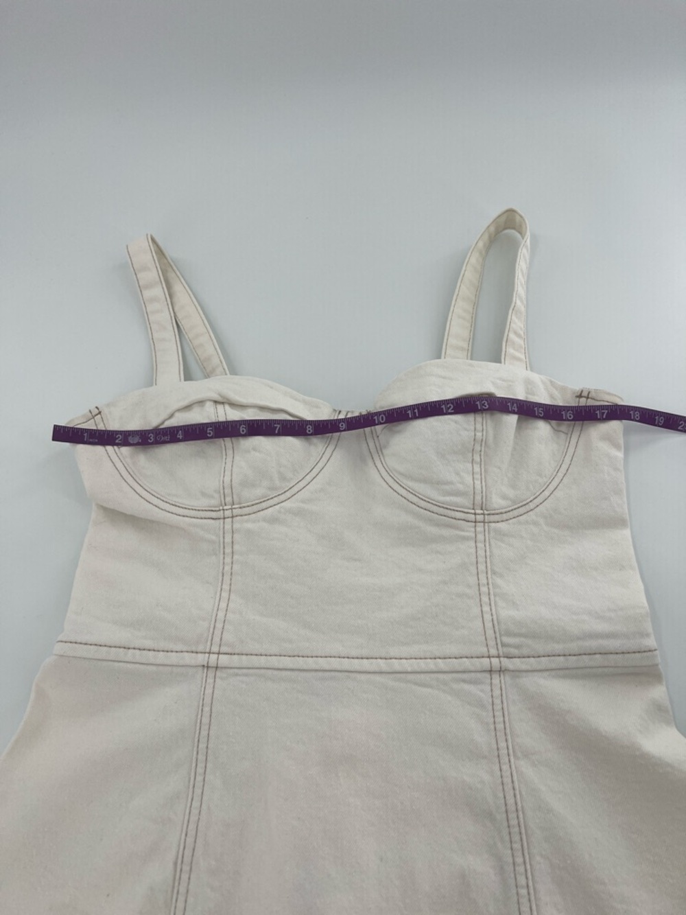 Reformation Nikki Bustier Denim Mini‎ Dress Vintage White festival 12 - Picture 6 of 11
